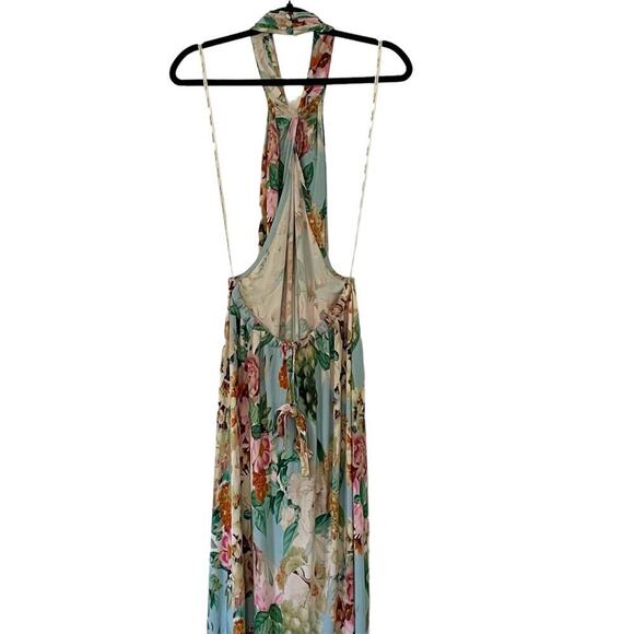 Cara Cara Marion Dress Twisted Open-Back Floral Halter Silk Chiffon Maxi Size XL - Picture 7 of 13